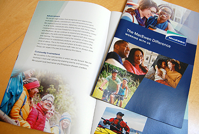 Cover and interior spread of a MacEwen Petroleum HR brochure