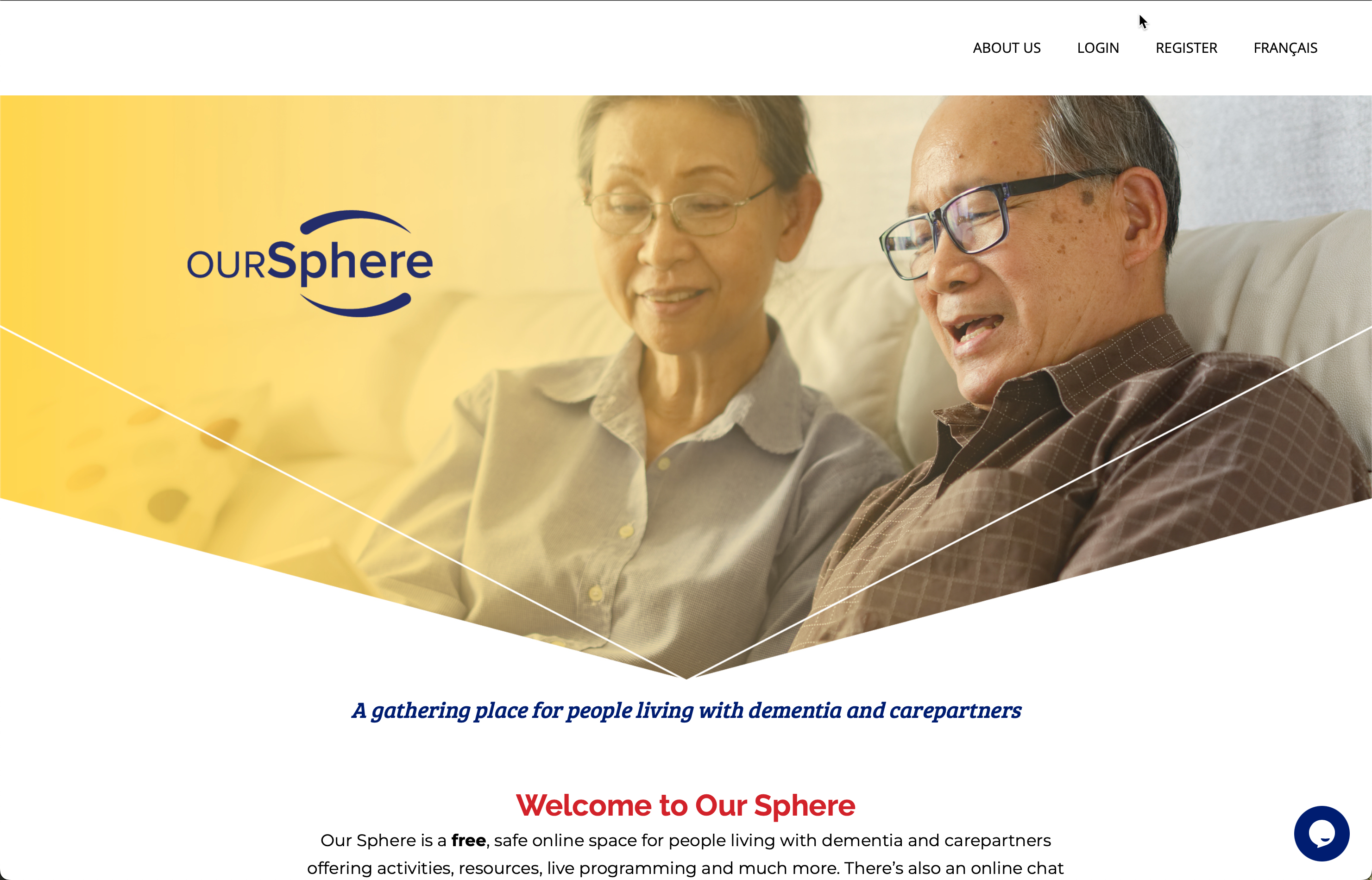 Screencapture of the home page of Our Sphere